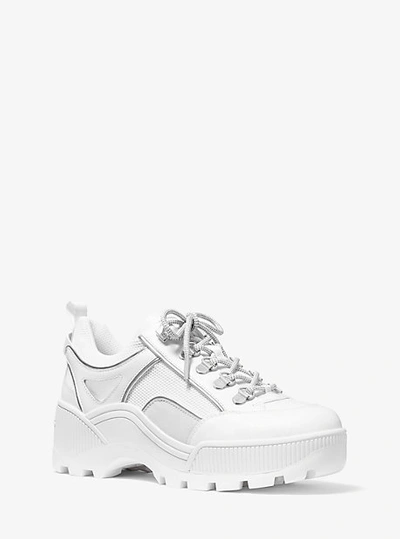 Michael Kors Brooke Leather And Scuba Trek Sneaker In White