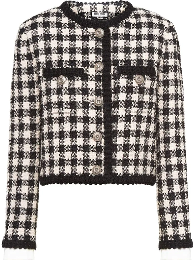 MIU MIU GINGHAM CHECK TWEED JACKET