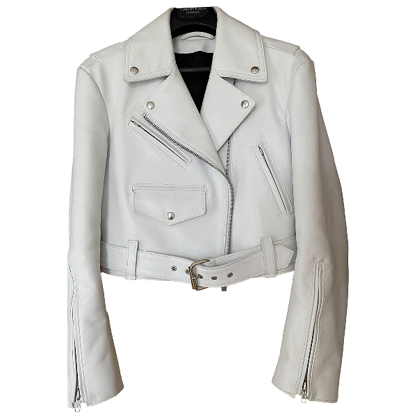 calvin klein white leather jacket