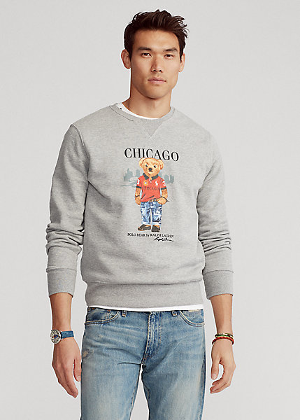 Shop Ralph Lauren Polo Bear Chicago Fleece Sweatshirt In Grey