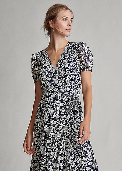 RALPH LAUREN FLORAL CREPE WRAP DRESS