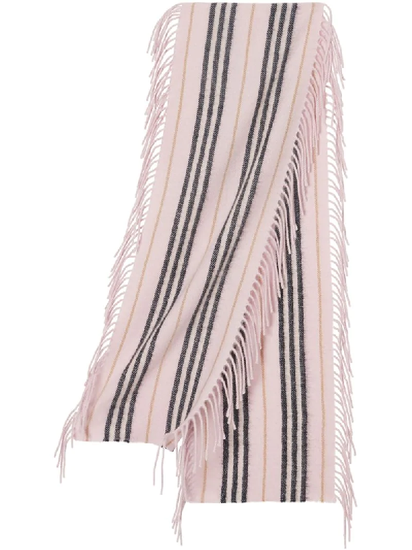 Shop Burberry Icon Stripe Cashmere Scarf In Pink