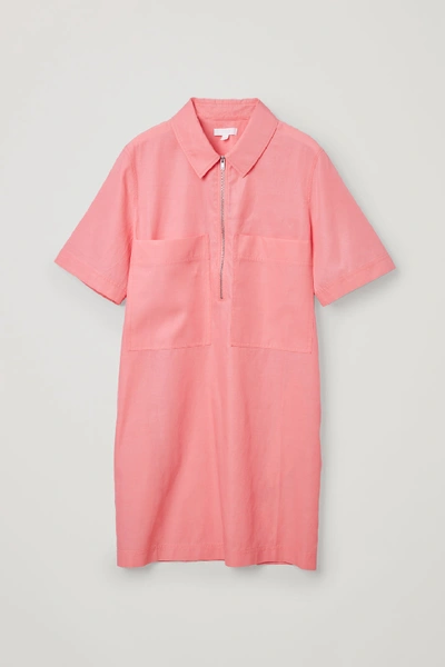 COS ZIP-UP COTTON CUPRO SHIRT DRESS