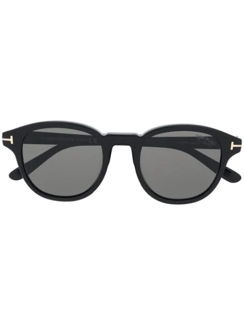 Shop Tom Ford Round Frame Sunglasses In Black