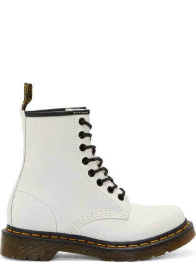 DR. MARTENS' White Leather 1460 W 8-Eye Boots