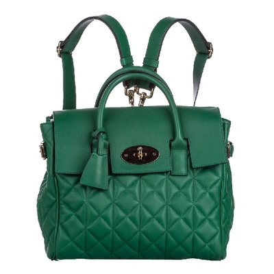 MULBERRY GREEN QUILTED LEATHER CARA DELEVIGNE BACKPACK