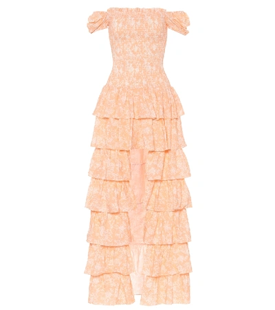 CAROLINE CONSTAS MALTA OFF-SHOULDER COTTON MAXI DRESS