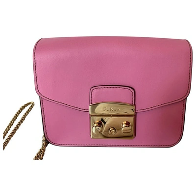 FURLA METROPOLIS PURPLE LEATHER CLUTCH BAG