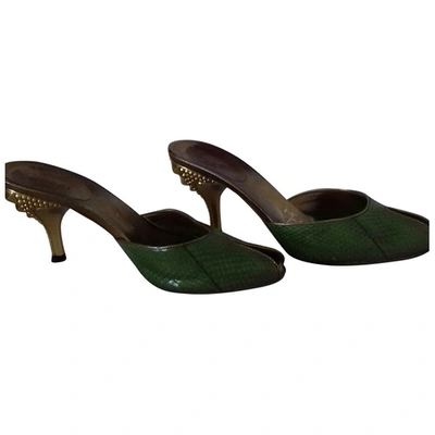 GUCCI GREEN EXOTIC LEATHERS MULES & CLOGS