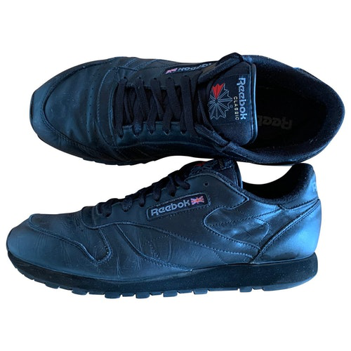 reebok black leather trainers