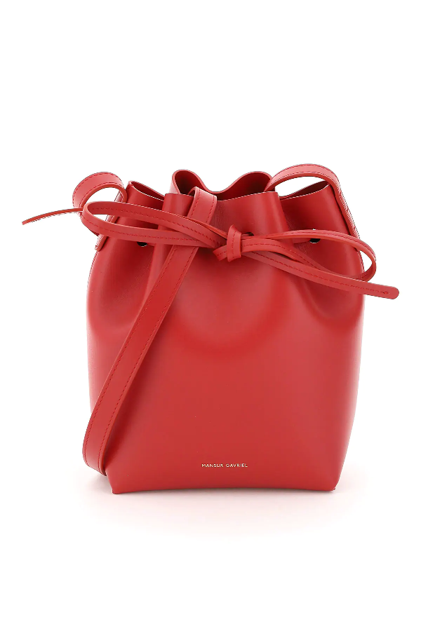 bucket bag red lining