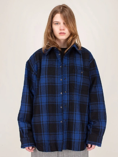 Vetements Flannel Padded Overshirt Blue