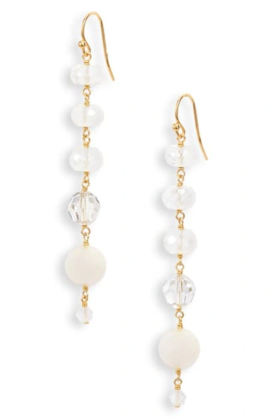 CHAN LUU SWAROVSKI CRYSTAL & IMITATION PEARL LINEAR DROP EARRINGS