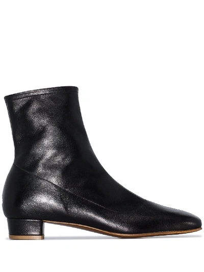 Shop By Far Este Leather Ankle Boots In Black