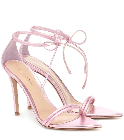 Gianvito Rossi Montecarlo 105 Metallic Leather Sandals In Pink