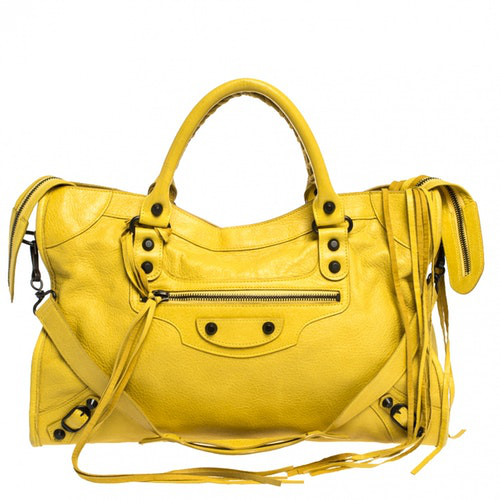 Shop Balenciaga City Yellow Leather Handbag