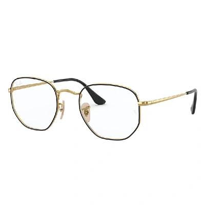 RAY BAN HEXAGONAL OPTICS  GOLD FASSUNG KLAR GLAS 48-21