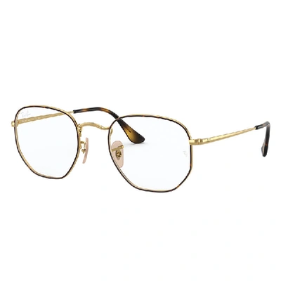 RAY BAN HEXAGONAL OPTICS  GOLD FASSUNG KLAR GLAS 48-21