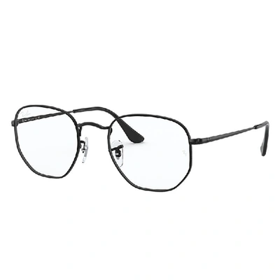RAY BAN HEXAGONAL OPTICS  SCHWARZ FASSUNG KLAR GLAS 48-21