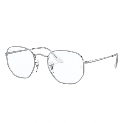RAY BAN HEXAGONAL OPTICS  SILBER FASSUNG KLAR GLAS 48-21