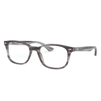 RAY BAN RB5375 OPTICS  GRAU GESTREIFT FASSUNG KLAR GLAS POLARISIERT 53-18