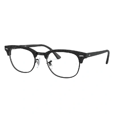 RAY BAN CLUBMASTER MARBLE OPTICS  SCHWARZ GEMUSTERT FASSUNG KLAR GLAS 49-21