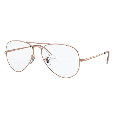 RAY BAN AVIATOR OPTICS  GLÄNZENDES ROSE GOLD FASSUNG KLAR GLAS 58-14