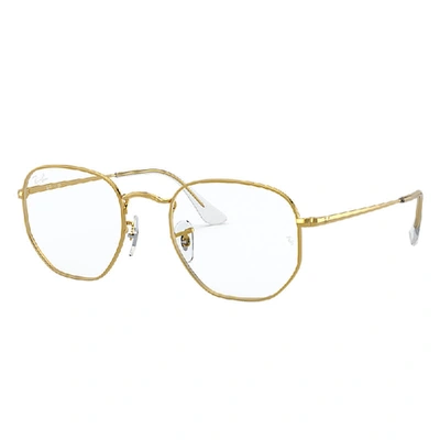 RAY BAN HEXAGONAL OPTICS  GOLD FASSUNG KLAR GLAS 54-21