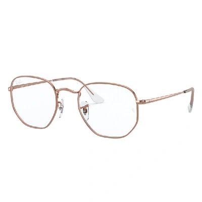 RAY BAN HEXAGONAL OPTICS  GLÄNZENDES ROSE GOLD FASSUNG KLAR GLAS 48-21