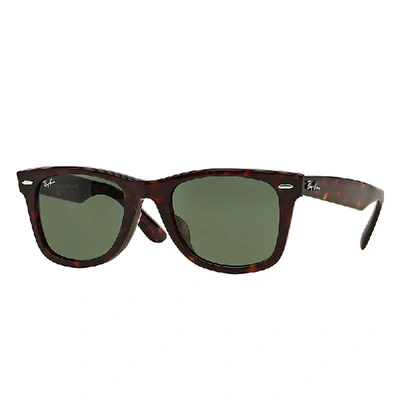 RAY BAN ORIGINAL WAYFARER CLASSIC SUNGLASSES TORTOISE FRAME GREEN LENSES 52-22