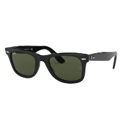 RAY BAN ORIGINAL WAYFARER CLASSIC SUNGLASSES BLACK FRAME GREEN LENSES 54-18