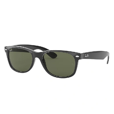 RAY BAN NEW WAYFARER CLASSIC SUNGLASSES BLACK FRAME GREEN LENSES 55-18