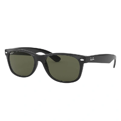 RAY BAN NEW WAYFARER CLASSIC SUNGLASSES BLACK FRAME GREEN LENSES POLARIZED 55-18