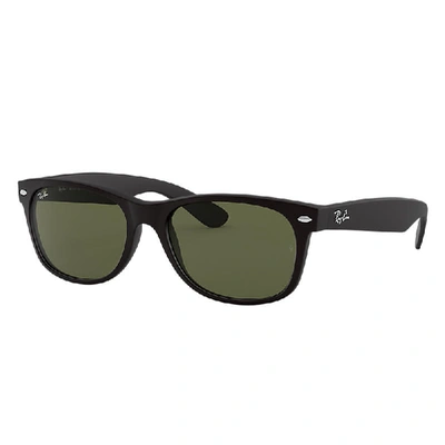RAY BAN NEW WAYFARER MATTE SUNGLASSES BLACK FRAME GREEN LENSES 55-18