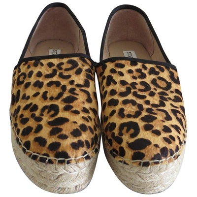 STEVE MADDEN BLACK PONY-STYLE CALFSKIN ESPADRILLES