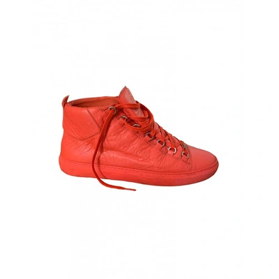 BALENCIAGA ARENA RED LEATHER TRAINERS