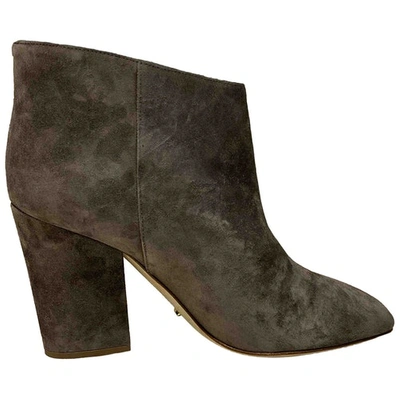 SERGIO ROSSI GREY SUEDE ANKLE BOOTS