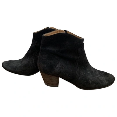 ISABEL MARANT DICKER BLACK SUEDE ANKLE BOOTS