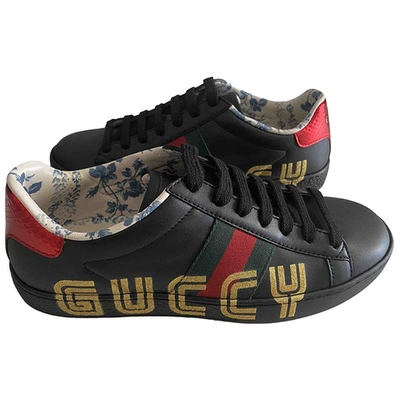 GUCCI ACE BLACK LEATHER TRAINERS