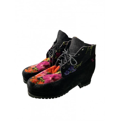KENZO VELVET LACE UP BOOTS