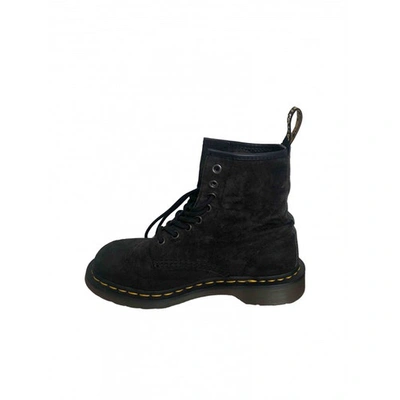 DR. MARTENS' 1460 PASCAL (8 EYE) BLACK SUEDE BOOTS