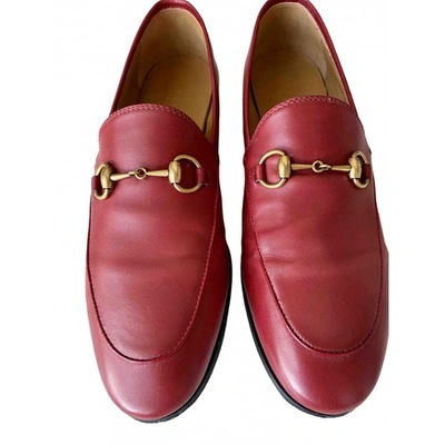 GUCCI JORDAAN RED LEATHER FLATS