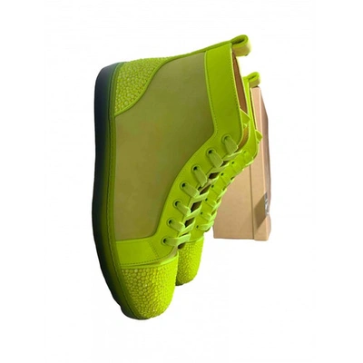 CHRISTIAN LOUBOUTIN LOUIS GREEN SUEDE TRAINERS