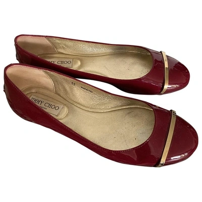 JIMMY CHOO RED PATENT LEATHER BALLET FLATS