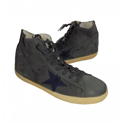 GOLDEN GOOSE FRANCY GREY LEATHER TRAINERS