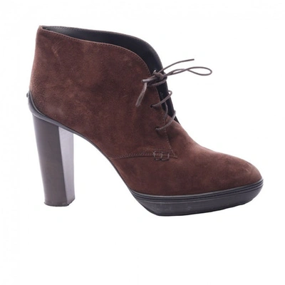 TOD'S BROWN LEATHER ANKLE BOOTS