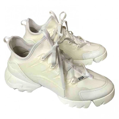 DIOR D CONNECT WHITE CLOTH TRAINERS