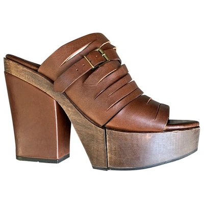 ROBERT CLERGERIE BROWN LEATHER SANDALS
