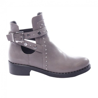 MARC CAIN GREY LEATHER ANKLE BOOTS