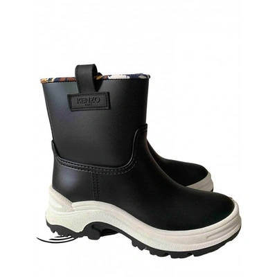 KENZO BLACK RUBBER ANKLE BOOTS
